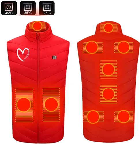 Miniatura 2 de zcgoxvn Chaleco térmico para hombre, chaleco de trabajo de calefacción recargable, chaquetas de calentamiento de invierno cálido Samrt carga USB