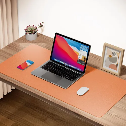 Miniatura 57 de Boutilon Almohadilla de piel protectora para escritorio, alfombrilla antideslizante para ratón, tapete de escritorio para computadora portátil, Caqui