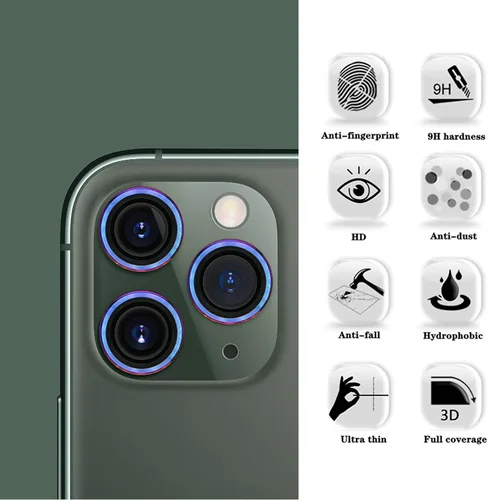 Miniatura 5 de SUWEI Protector de lente de cámara, para iPhone 11/12/12Mini, cubierta de anillo de lente de aleación de aluminio, protector de pantalla