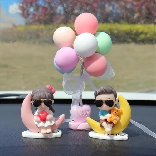 Miniatura 13 de Lindos adornos para parejas, bonita decoración de automóvil, bonita decoración de automóvil para pareja, figura de acción, adorno navideño para 1