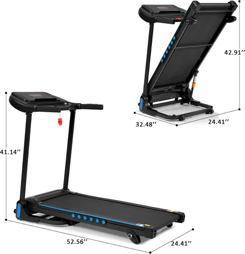 Miniatura 8 de Cinta de correr plegable resistente para uso doméstico, máquina eléctrica para correr, trotar y caminar con soporte para dispositivos, inclinación