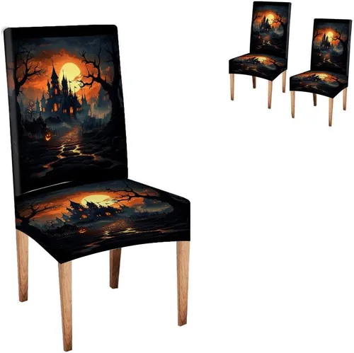 Miniatura 75 de CAPSCEOLL Juego de 4 fundas elásticas para sillas Parsons de color marrón y gris, universales, extraíbles y lavables, fundas de asiento protectoras