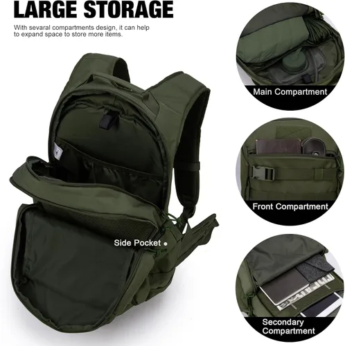 Miniatura 4 de Mardingtop 28L/35L mochilas tácticas Molle senderismo mochilas para acampar senderismo militar viajes motocicleta, Verde militar, 35 L