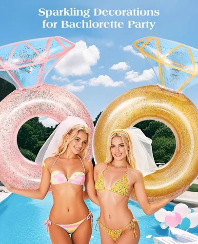 Miniatura 5 de HeySplash Pool Floats, Inflatable Pool Float, Large Floatie for Bachelorette Party, Swim Tube River Lake Beach Bride Wedding Decor Fun Toy Raft