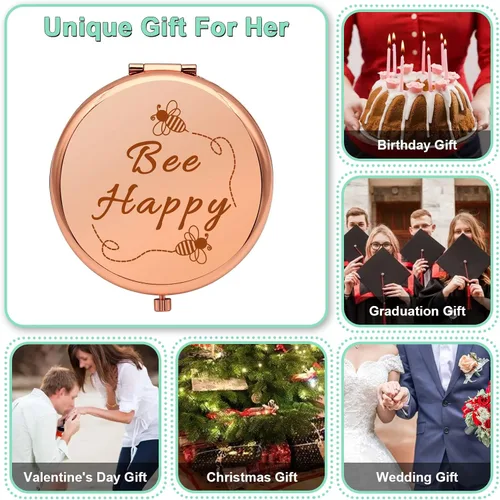Miniatura 6 de Regalo de abeja para mujeres, regalos para amantes de las abejas de la miel, regalos para niñas, regalos inspiradores, espejo de maquillaje compacto