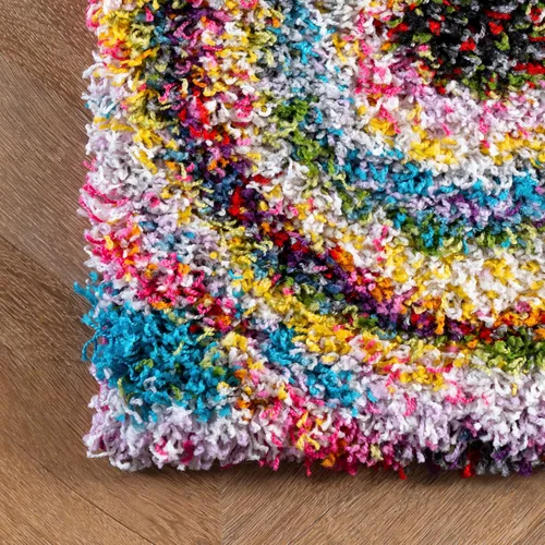 Miniatura 9 de nuLOOM Kindra Multicolor/Rojo, 7'10" Cuadrada, Círculos Bohemios, Suave y Acogedora, Alto Tráfico, Resistente a Manchas, Fácil de Limpiar, Alfombra