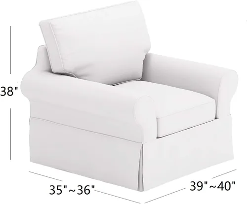 Miniatura 4 de La funda para silla de algodón pesado es de repuesto para sofá. Se adapta a sillas básicas Pottery Barn PB (39.5 pulgadas de ancho, no silla grande)