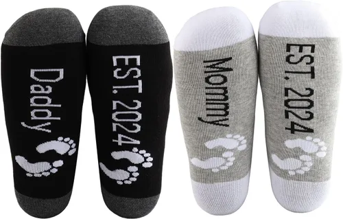 MBMSO Regalos para nuevos padres, calcetines para mamá y papá, regalos de revelación de embarazo para padres por primera vez