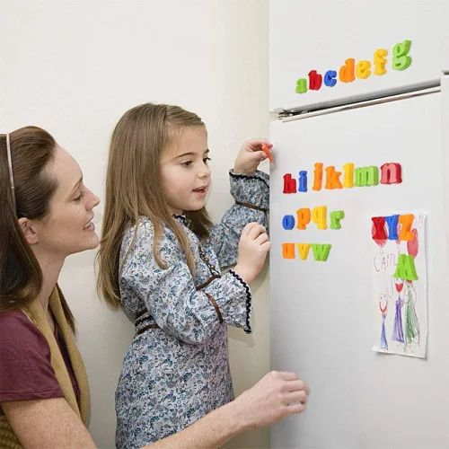 Miniatura 7 de Coogam Letras magnéticas, números, alfabeto, imanes para nevera, plástico colorido ABC 123, juego de juguetes educativos, aprendizaje preescolar