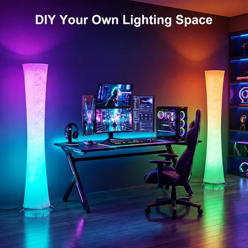 Miniatura 8 de Lámpara de pie RGB, lámpara LED inteligente que cambia de color, sincronización de música, control remoto por aplicación, lámpara de pie de 157 cm