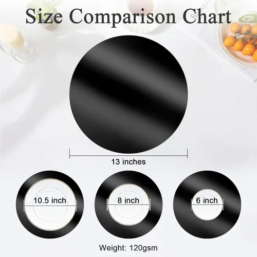 Miniatura 3 de SHACOS 50 manteles individuales redondos negros, manteles individuales de papel de 13 pulgadas desechables para mesa de comedor, platos de carga