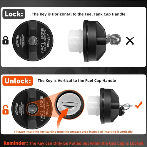 Miniatura 9 de Tapón de gasolina con bloqueo de depósito de combustible para automóvil con llaves 05278655AB apto para Jeep Dodge Chrysler DODGE RAM Wrangler