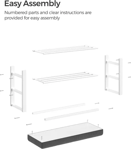 Miniatura 8 de SONGMICS Banco de zapatos, banco de almacenamiento, banco de entrada con cojín, estante para zapatos con asiento, ahorro de espacio, estilo moderno