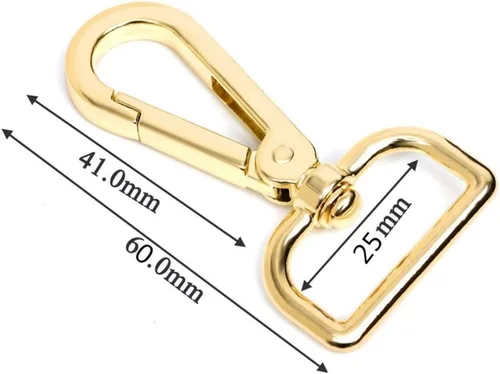 Miniatura 2 de 10 cierres giratorios de 1 pulgada con anillo en D de langosta para correa, cordón de puerta de empuje, clips de gancho giratorio a presión (dorado)