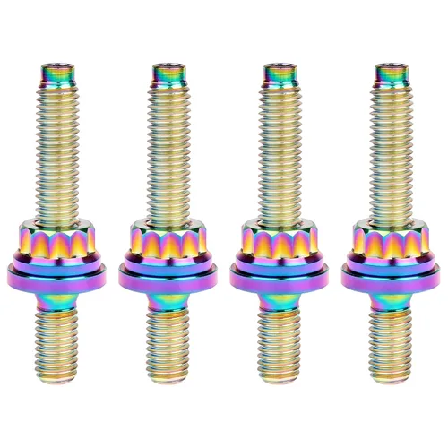 Miniatura 18 de Tornillo de titanio M8 M10x45 54 55 2.559 in paso 1.25 Kit de pernos de escape automotriz Kit tornillos, tuercas y arandelas Kit de 4 piezas