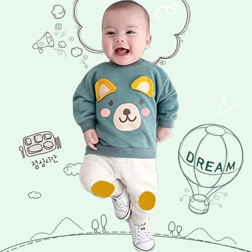Miniatura 4 de Ropa para bebé niño pequeño, conjuntos de otoño e invierno, sudadera de manga larga con oso y pantalones, conjunto de 6 meses a 2 años