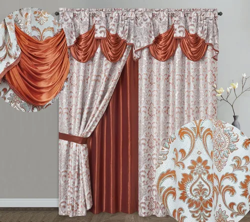 Miniatura 9 de GOHD Samba Star. Panel de cortina de ventana jacquard con cenefa elegante adjunta y respaldo de tafetán. Juego de 2 piezas. Cada pieza de 54
