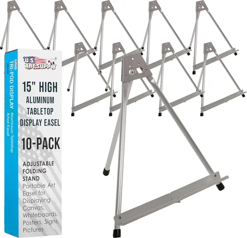 Miniatura 8 de U.S. Art Supply Caballete de aluminio de 15 pulgadas de alto para pintar (paquete de 4), soporte plegable ajustable, caballete de arte portátil