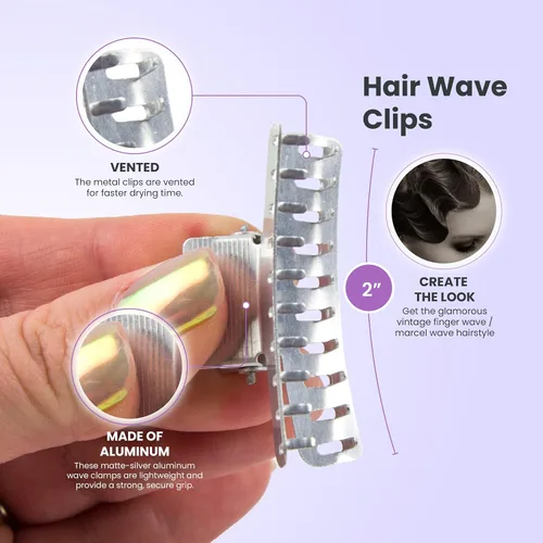 Miniatura 2 de Clips de ajuste de onda de mariposa de aluminio - Juego de 10 - 2" Marcel Wave Clips