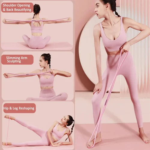 Miniatura 3 de Figura 8 bandas de resistencia para mujeres y hombres – Cuerda de tracción de silicona de 15 libras para entrenamiento de hombros, espalda y brazos