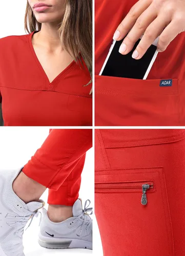 Miniatura 5 de Adar Pro - Conjunto de ropa quirúrgica que facilita el movimiento para mujer, blusa quirúrgica con cuello en V en corazón y pantalón quirúrgico