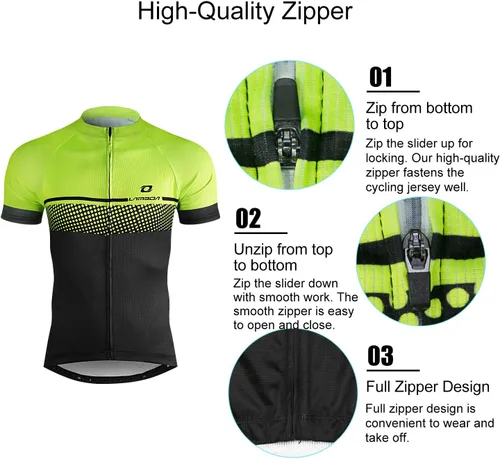 Miniatura 4 de LAMEDA Cycling Jersey Mens Short Sleeves Mountain Bike with Pockets Green