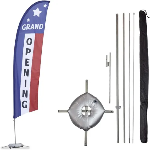 Miniatura 7 de Vispronet Kit de bandera de plumas de globo de gran apertura, asta de bandera Swooper de 13 pies con estaca para el suelo, base cruzada, bolsa
