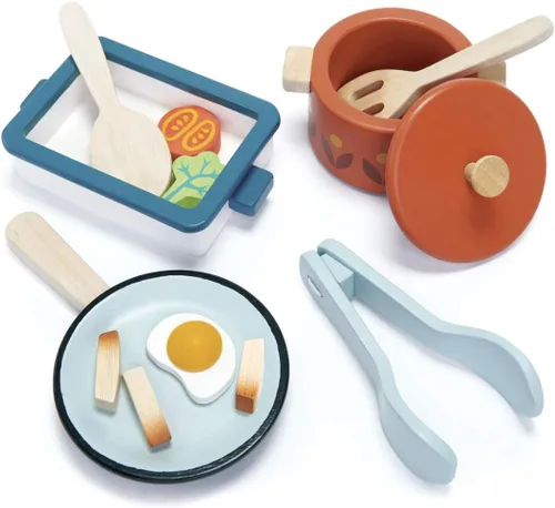 Miniatura 3 de Tender Leaf Toys - Ollas y sartenes - Juego de 13 piezas de cocina de madera para simular, juego de accesorios de cocina para niños - A partir de 3