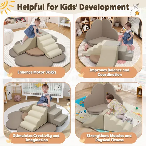 Miniatura 3 de Merax Juguetes de escalada de interior para niños pequeños, 6 piezas de espuma suave, bloques de escalada y tobogán, juego suave