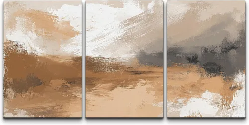 Miniatura 162 de wall26 Lienzo enmarcado para pared, juego de arte con trazos de pintura roja y naranja vibrante, paisaje, formas abstractas, ilustraciones, arte