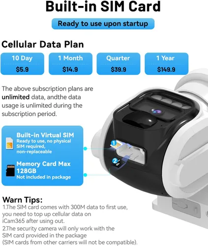 Miniatura 6 de Cámara de Seguridad Celular Solar 4G LTE Inalámbrica para Exteriores, Cámara Solar Alimentada sin WiFi con Tarjeta SIM Integrada y Plan de Datos