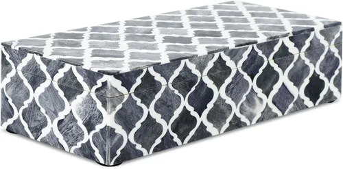 Miniatura 14 de Handicrafts Home Organizador para joyas y caja de almacenamiento, cajas decorativas para mujer y chicas, para envoltura, estampado de cheurón blanco