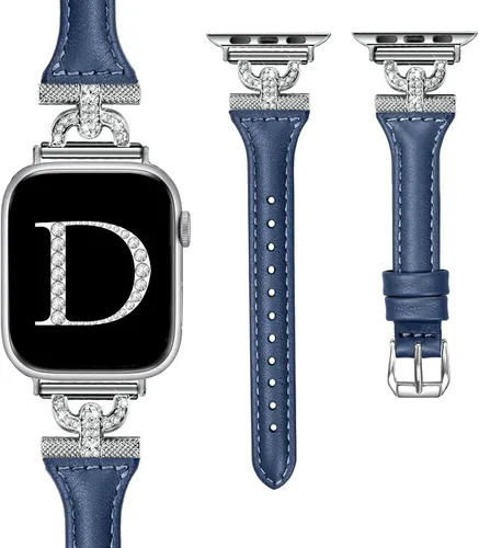 Miniatura 11 de Bandas delgadas de cuero compatibles con Apple Watch para mujeres de 40 mm, 41 mm, 38 mm, 44 mm, 45 mm, 49 mm, 42 mm, 46 mm, con forma de D