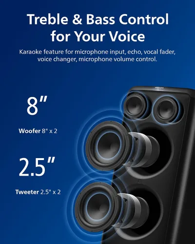 Miniatura 2 de PHILIPS X3206 Altavoz Bluetooth Party con graves profundos, batería de hasta 14 horas, luces de fiesta y efectos de karaoke, entrada de micrófono