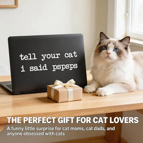 Miniatura 6 de Calcomanía de coche con texto en inglés "Tell Your Cat I Said Pspsps: divertido vinilo blanco adhesivo para ventana de coche para los amantes