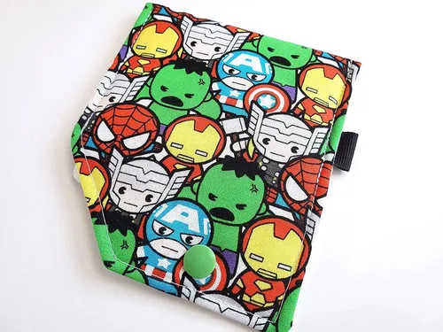 Miniatura 3 de Birth Control Case Sleeve with Snap Closure and Optional Keychain Clip - Superheroes