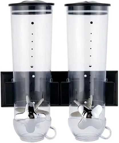 Dispensador de cereales secos doble minimalista montado en la pared, 3L, negro, dispensadores de alimentos, dispensador de cereales