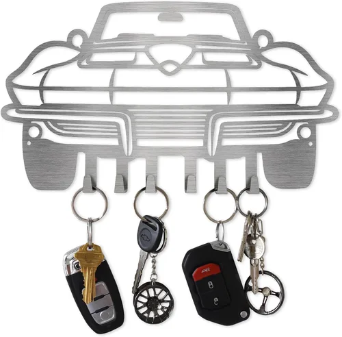 Miniatura 9 de MOOH Llavero de metal para automóvil con 6 ganchos, decoración única de pared para hombres y mujeres, decoración de cueva de hombre genial