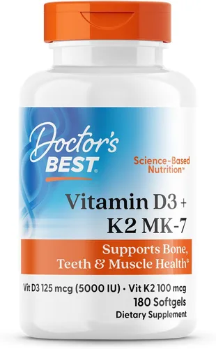 Miniatura 7 de Doctor's Best Suplemento de vitamina D3 y K2 para hombres y mujeres – Vitamina D3 5000 UI + K2 como MK-7, apoyo a la salud ósea, sin gluten, sin