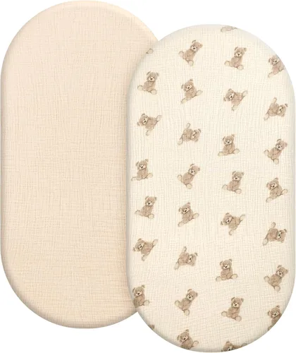Miniatura 10 de Sábanas orgánicas para cuna de bebé de 33 x 17 pulgadas, 100% algodón de muselina para bebé, niña, niño, funda de colchón ajustable suave compatible