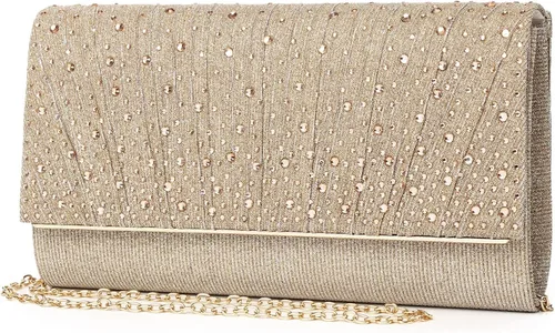 DETARA Bolsos de noche para mujer, con lentejuelas y purpurina para mujer, bolso de mano brillante, bolso formal para boda, fiesta, baile de
