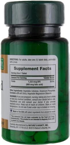 Miniatura 2 de Nature's Bounty Suplemento de ácido fólico, apoya la salud cardiovascular, 800mcg, multi, sin sabor, 750 unidades, paquete de 3