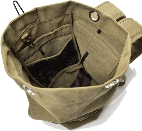 Miniatura 6 de Bolsa de escalada de viaje de gran capacidad, bolsa de lona militar táctica de carga superior de doble correa mochila de lona