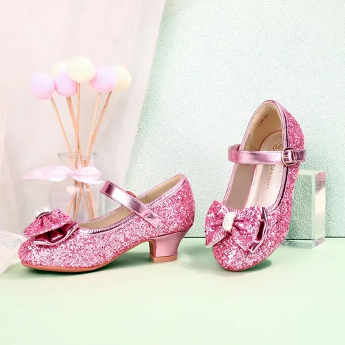 Miniatura 158 de PANDANINJIA Vestido de jada para niñas y niños pequeños, zapatos de princesa Mary Jane con tacones con lazo para fiesta, boda, boda