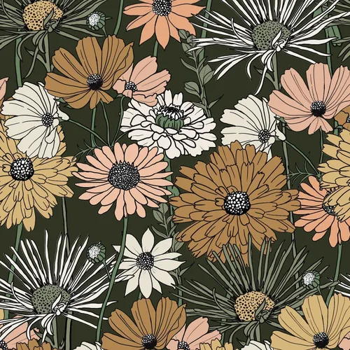 Papel tapiz floral verde vintage, papel de contacto de flores bohemias, autoadhesivo, retro, extraíble, rollo de vinilo extraíble, hojas de