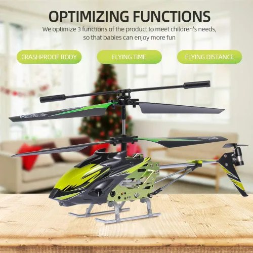 Miniatura 3 de GoolRC Helicóptero a control remoto con giroscopio y luz, S929-A 3.5 canales Mini helicóptero para principiantes (verde)