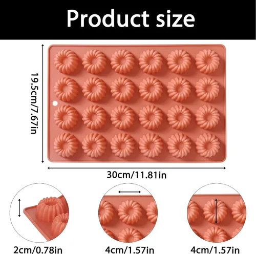 Miniatura 2 de Mini molde de silicona para tartas Buntz, molde antiadherente de tubo acanalado de 24 cavidades para hornear, molde de silicona para donas, mousse