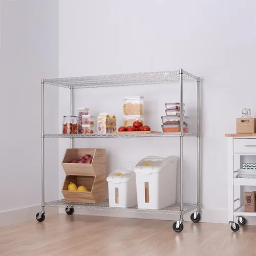 Miniatura 2 de Trinity Basics - Estantería de alambre ajustable de 3 niveles con ruedas para organización de cocina, almacenamiento de garaje, cuarto de EcoStorage