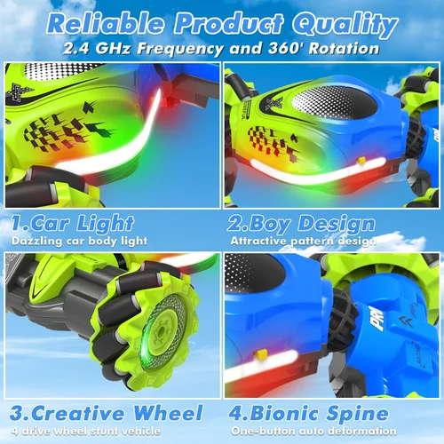 Miniatura 2 de Fosgoit Coche RC con Sensor Gestual, RC de Acrobacias con Sensor Gestual de 2.4GHz 4WD para Niños de 6-12 Años, Control Remoto Manual Drift Twist