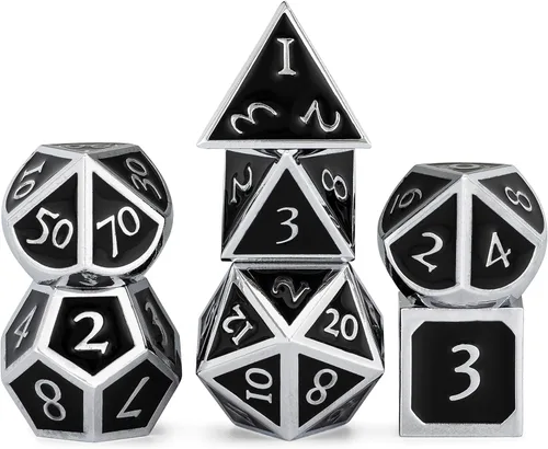 Miniatura 12 de HEIMDALLR Juego de dados de metal DND, 7 piezas, juego de dados de metal indestructibles con bolsa de dados; juego de dados D&D